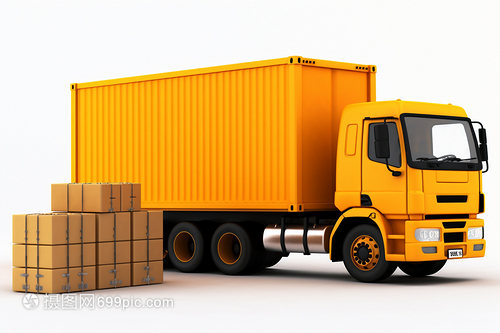 黃色的運輸車 現代物流的流動風景線